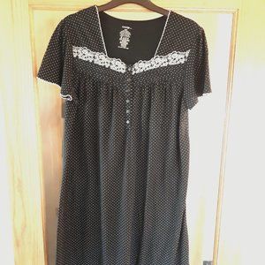 George Short Sleeve Mid-Length Nightie/Dress - Medium - Black Polka Dot